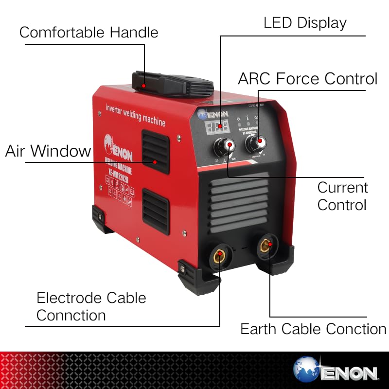 220A ARC Welding Machine - Dual Phase, Professional Inverter, 10800W, Advanced IGBT, Hot Start, Anti-Stick, LED Display, Portable - XE-WM2202D