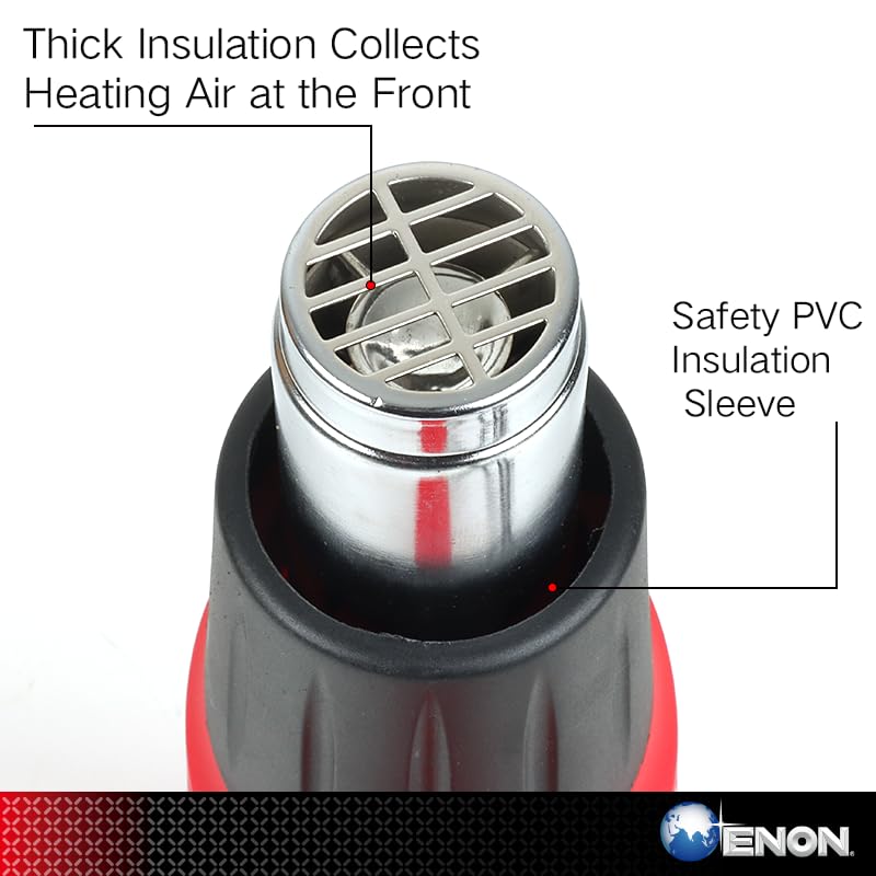 ENON Heat gun Machine 2000W 220V, Dual Temperature, Hot Air Gun for Shrink Wrapping Packing, Stripping Paint, Thawing Frozen Water Pipes (XE-2001)