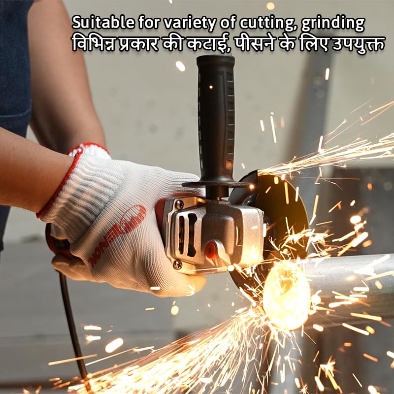 ENON Corded Electric Angle Grinder 850W 12000 RPM with 3 Cutting & 1 Grinder Wheel 100m for Grinding, Polishing & Cutting with 3 Position Side-Handle, for Home & DIY Use, Back Switch (XE-4003)