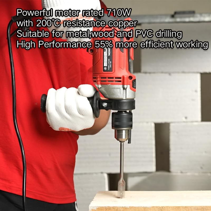 710W Impact Drill Machine Tool Kit - 86 Pieces, 13mm Chuck, Reversible Variable Speed, Corded Hammer Drill - XE-1301