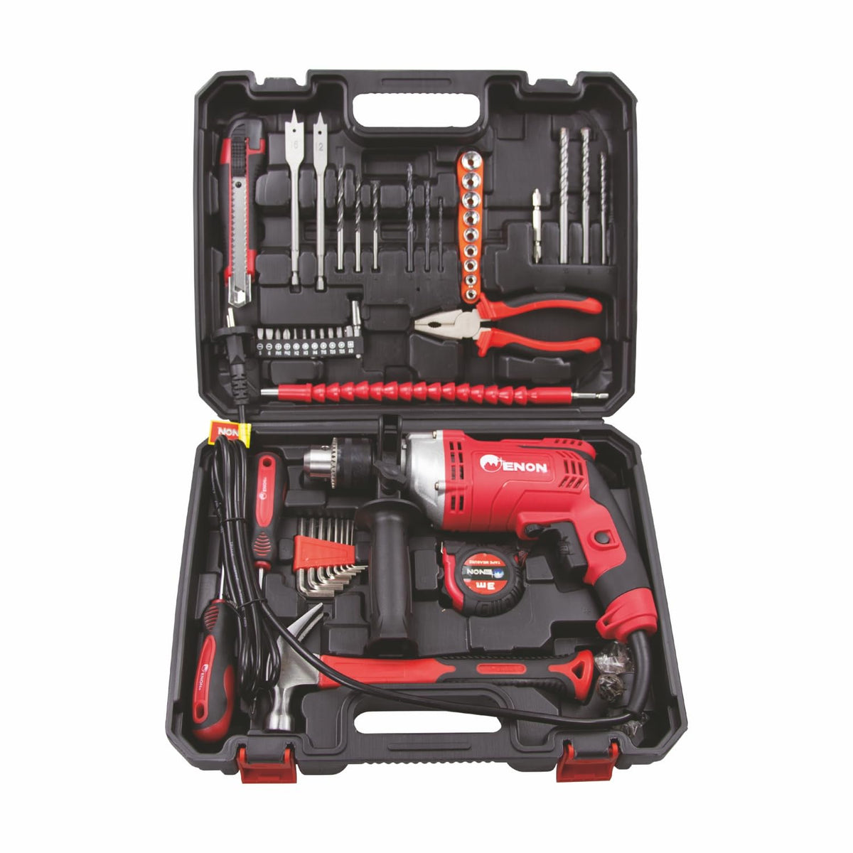 710W Impact Drill Machine Tool Kit - 86 Pieces, 13mm Chuck, Reversible Variable Speed, Corded Hammer Drill - XE-1301