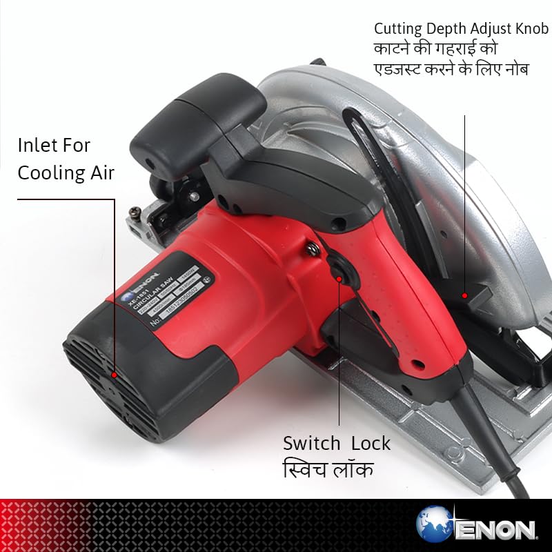 ENON 7"/185mm Circular Saw Machine 1450W with Circular Saw Blade 4500 RPM, 45 Degree Decline Cutting for Wood Cutting - 6 Months Warranty