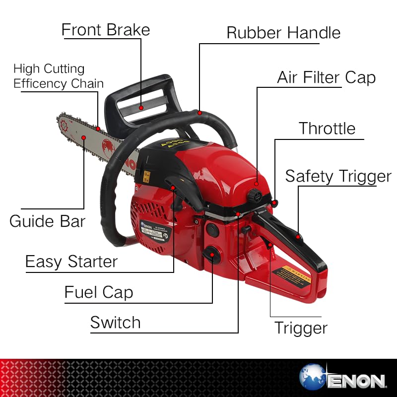 Gasoline Chainsaw 5818 - 18-inch, 2700W, 3000RPM, 58CC Engine - Woodcutting Saw for Farm, Garden, and Ranch- XE-GCS5818