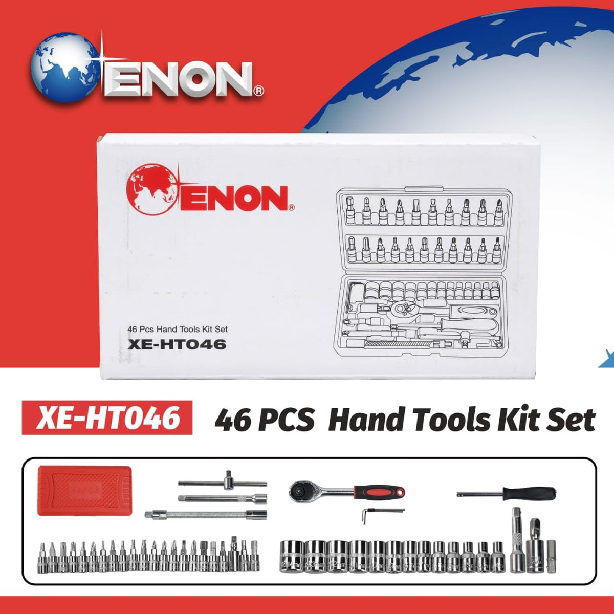 46-Piece Household Hand Tool Kit - 1/4