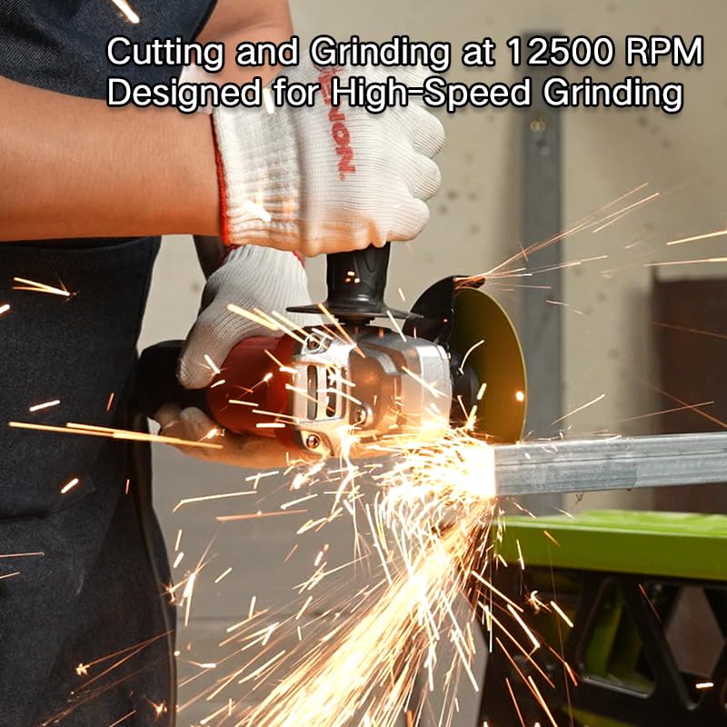 ENON 900W Professional Electric Angle Grinder, 12500RPM, For Grinding, Polishing & Cutting, 3 cutting and 1 grinding wheel, Multipurpose Grinder Machine for Home & Professional Use (XE-4001S)