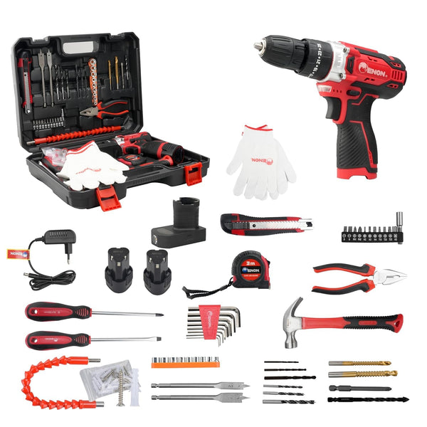 12V Cordless Drill Machine 48pcs Kit - Powerful 300W Motor, 2-Speed (420-1500RPM), 48-Piece Accessory Set for Wood, Metal & PVC- XE-CD1211