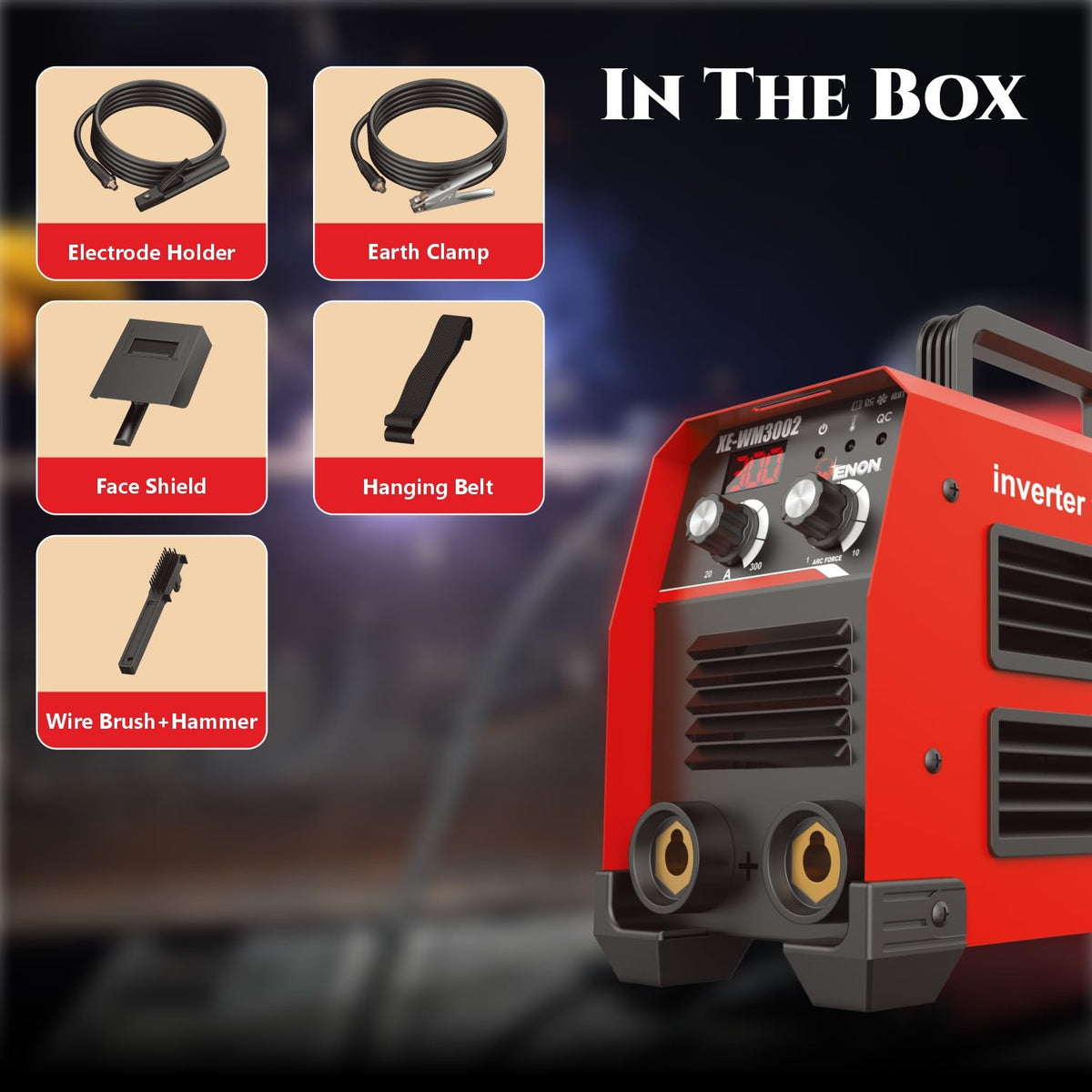 300A Inverter ARC Welding Machine - Advanced IGBT, 16400W, Hot Start, ARC Force, Anti-Stick, Portable Welder - XE-WM3002