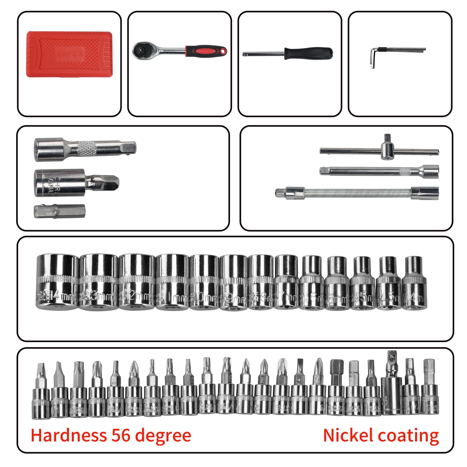 46-Piece Household Hand Tool Kit - 1/4