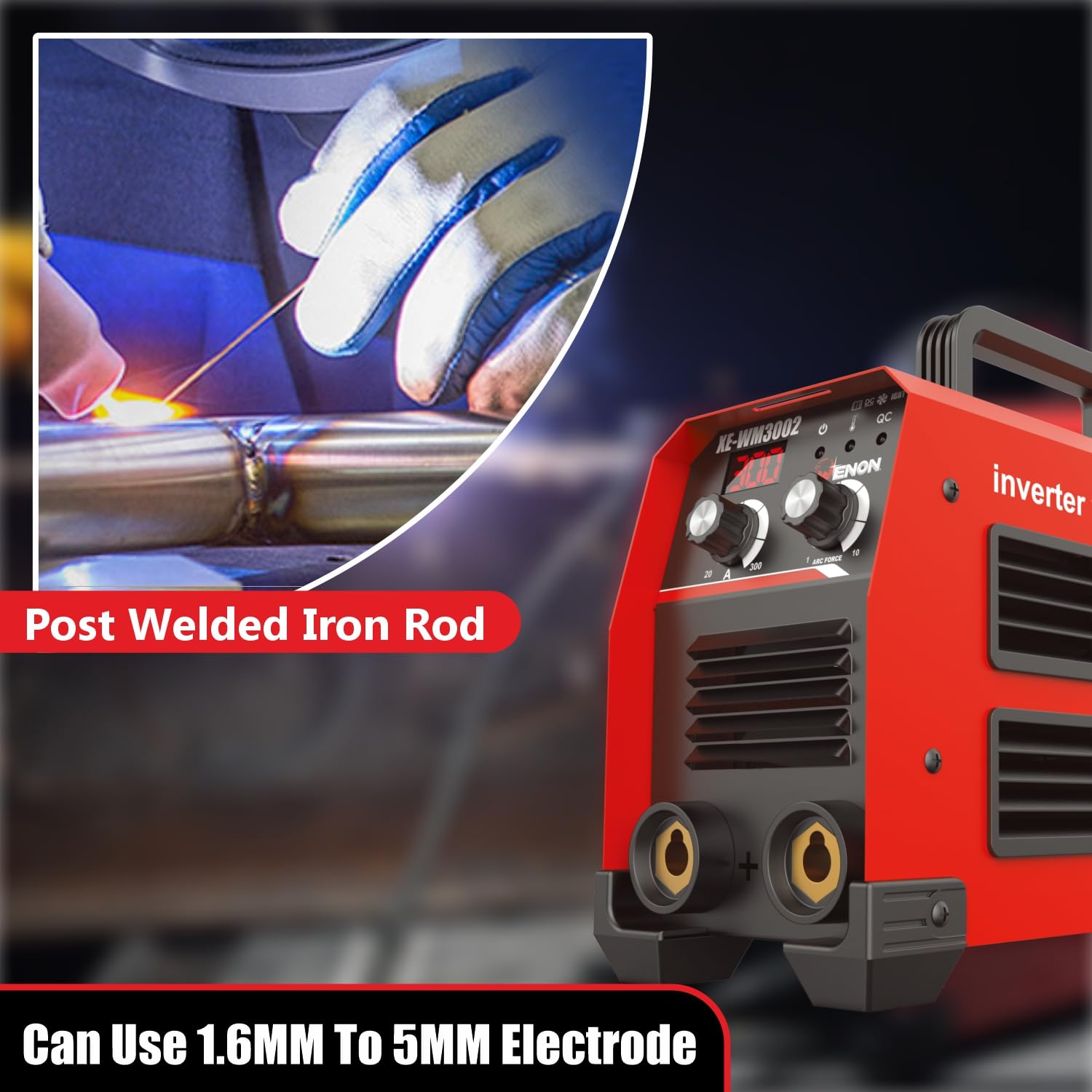 300A Inverter ARC Welding Machine - Advanced IGBT, 16400W, Hot Start, ARC Force, Anti-Stick, Portable Welder - XE-WM3002