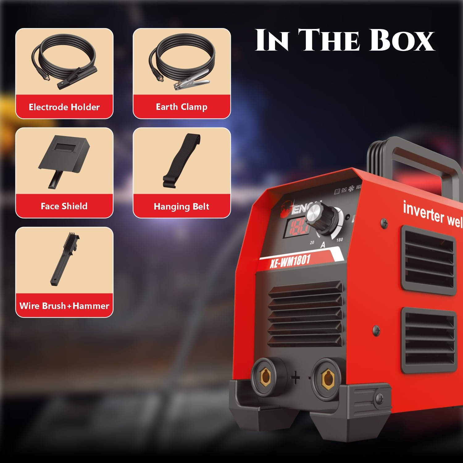 180A Inverter ARC Welding Machine - Advanced IGBT, 8300W, Hot Start, Anti-Stick, Portable, DIY Welder - XE-WM1801