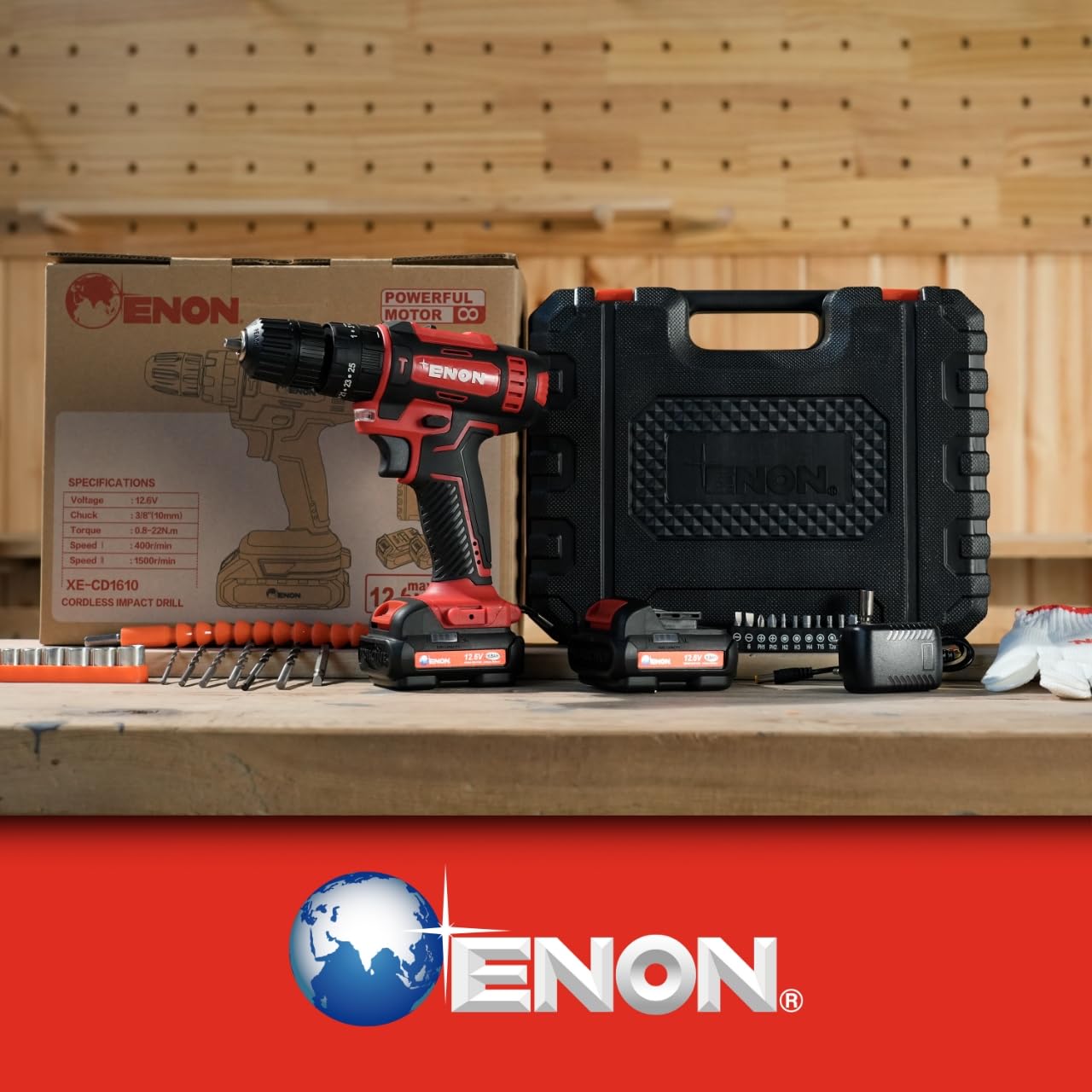 12.6V Cordless Impact Drill Driver Kit  2x1.5Ah Batteries & 82-Piece Accessory Set - 1500RPM, 22Nm Torque, Magnetic Base - XE-CD1610