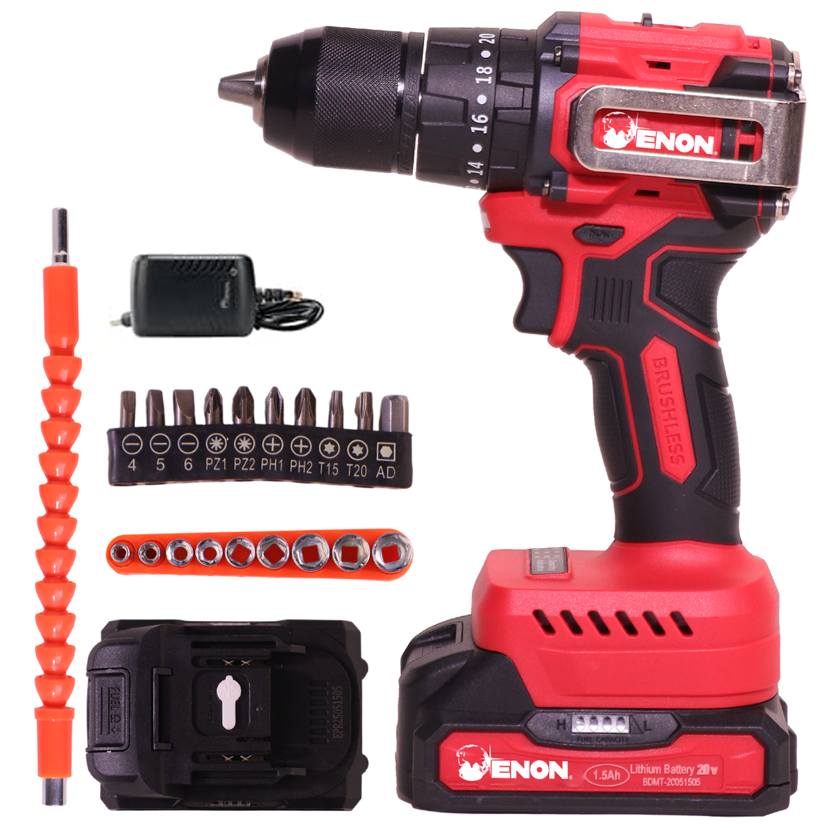 Brushless 20V Drill Driver - 1450 RPM, 45 NM Torque, 71-Piece Drill Kit - XE-BL2012