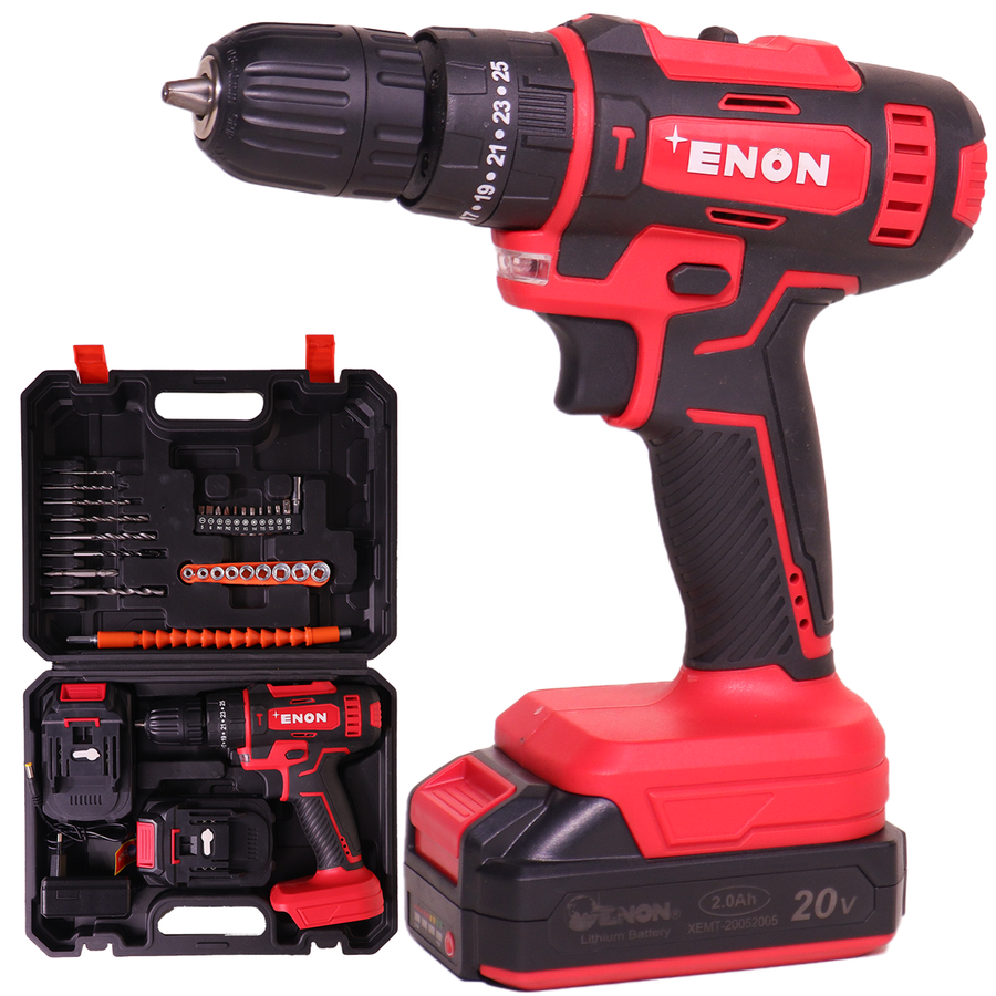 20V Powerful Cordless Drill Machine , 2X 2.0AH batteries with Variable Speed Control for Versatile Drilling in Wood, Metal & Masonry-XE-CD2011