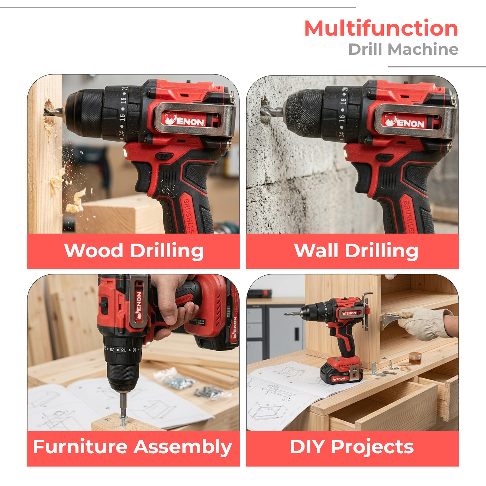 Brushless 20V Drill Driver - 1450 RPM, 45 NM Torque, 71-Piece Drill Kit - XE-BL2012