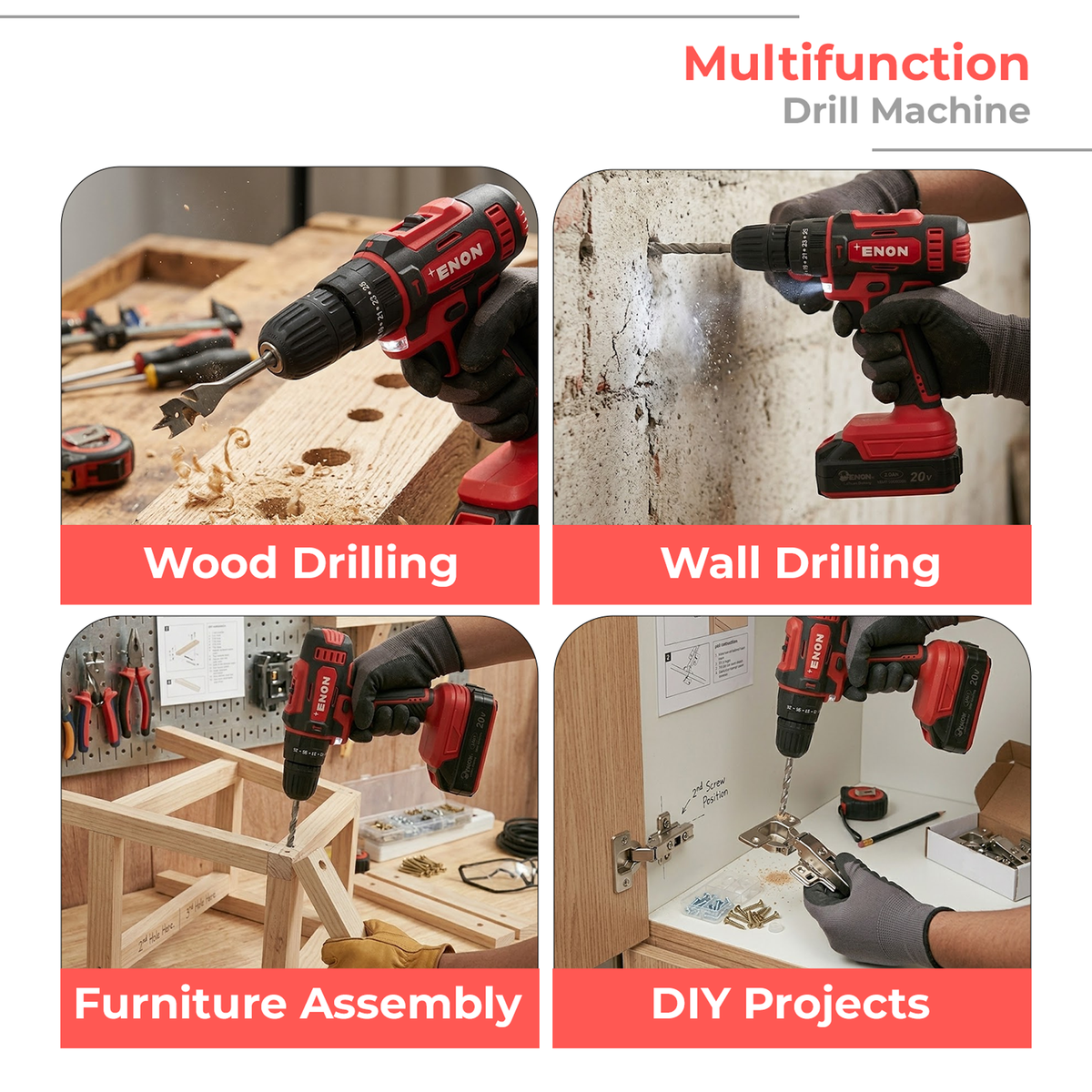 20V Powerful Cordless Drill Machine , 2X 2.0AH batteries with Variable Speed Control for Versatile Drilling in Wood, Metal & Masonry-XE-CD2011