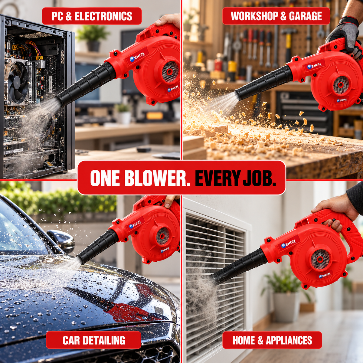 600W Electric Air Blower Machine | 19,500 RPM | 3M Long Cord | Concentrator Nozzle | For PC Cleaning, Workshop & Car Detailing | XE-6001