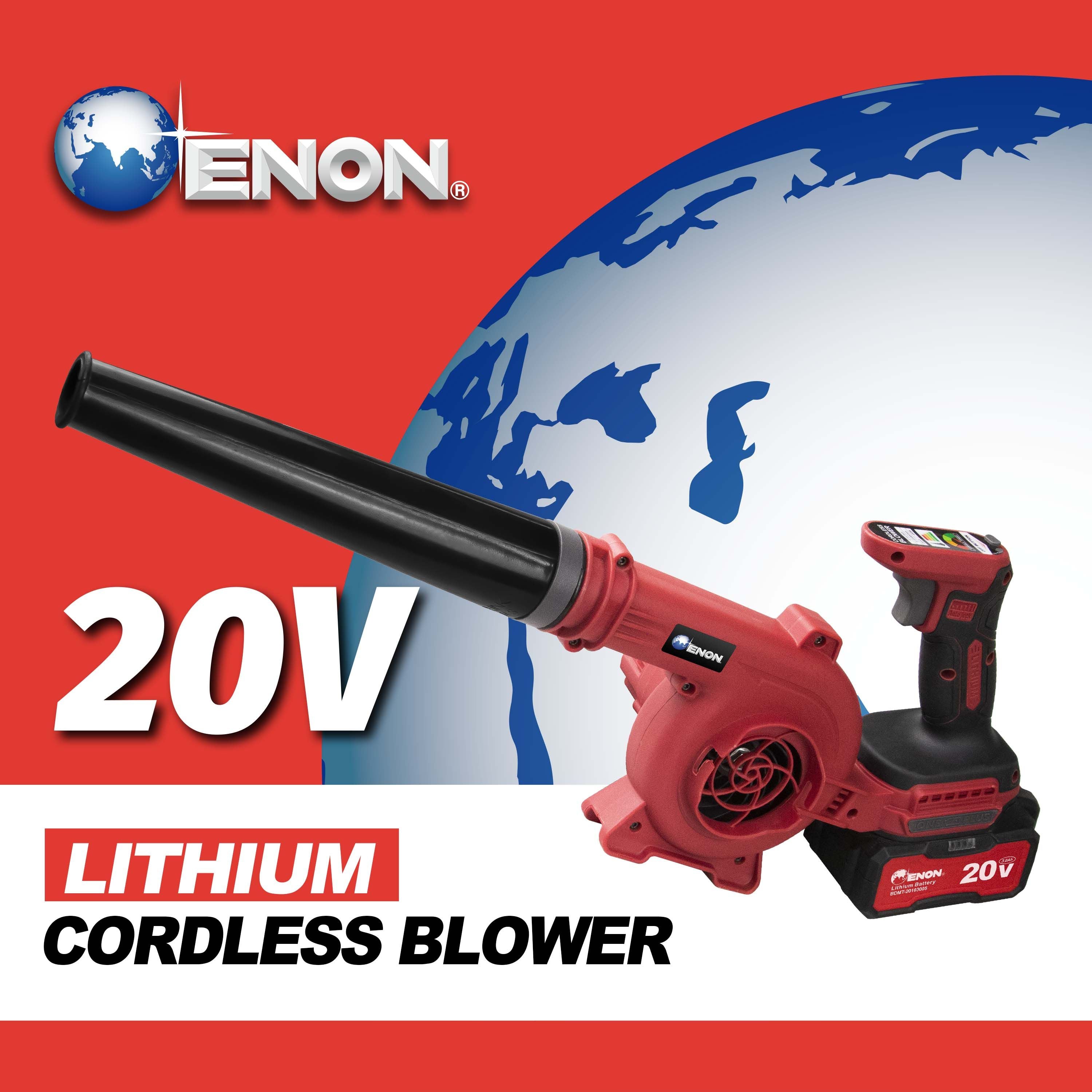 20V Cordless 2-in-1 Air Blower & Vacuum - Portable, 2X 2.0AH Batteries Variable Speed for Garden, Car & Home Cleaning (XE-CD6502)